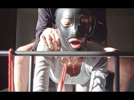 30 Minutes Bondage Fucking And Making Blowjob On Mini-skirt , Leotard And High High-heeled Slippers , With Cum On Tits