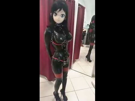 Kigurumi In Latex Catsuit And Corsage With Big Hooters