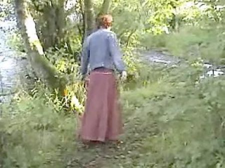 Aged Exhibitionist Wife Plays With Herself By River