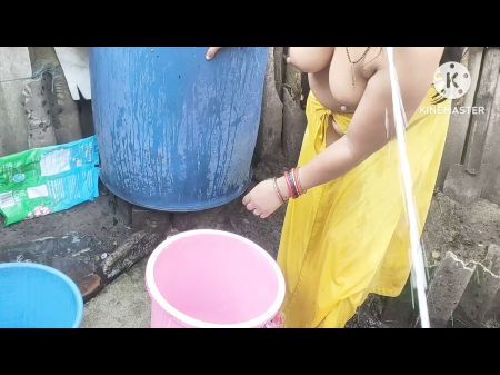 Indian Bhabhi Bathing Outside Hot