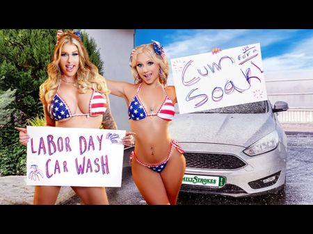 Car Wash Duo Jiggle Tits And Score Fat