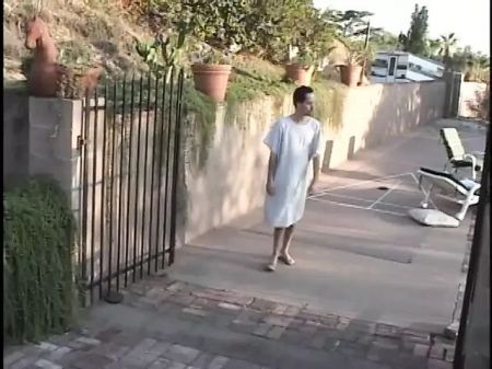Hot Nurse In Milky Tights Rides Patient Friend Outside