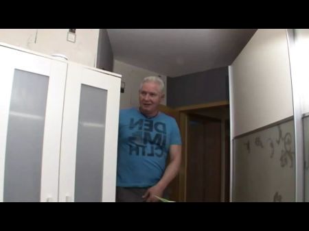 Grandmama Gets Nasty While Cleaning And Gets A Fat Fountain On Her Obese Bra-stuffers !