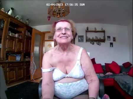 Grandmother In Underwear And Stockings