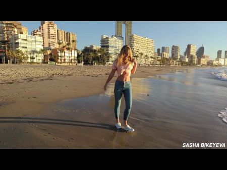Risky Outdoor Masturbation On A Public Beach . Sole Worship .